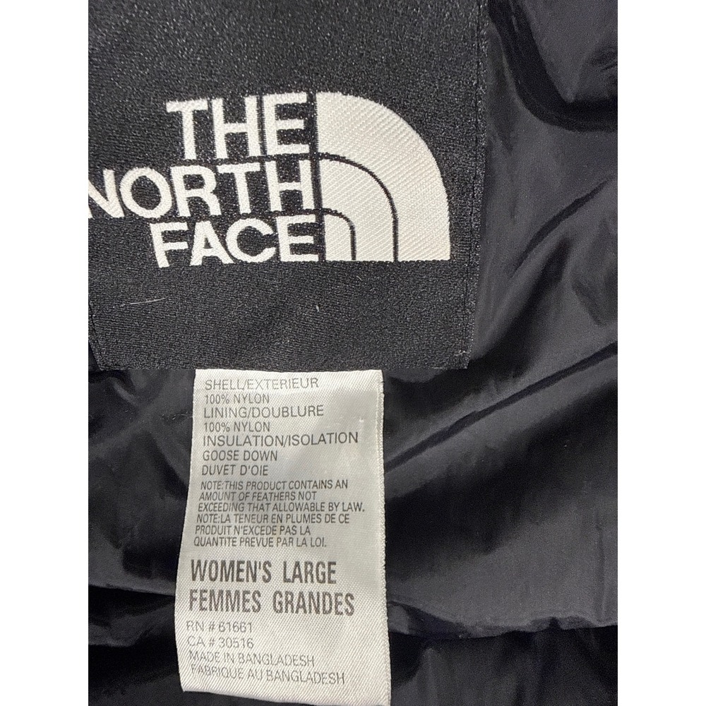 The North Face Nuptse 700 Down Puffer Jacket Womens L Sage Green Black Hooded - Picture 5 of 9